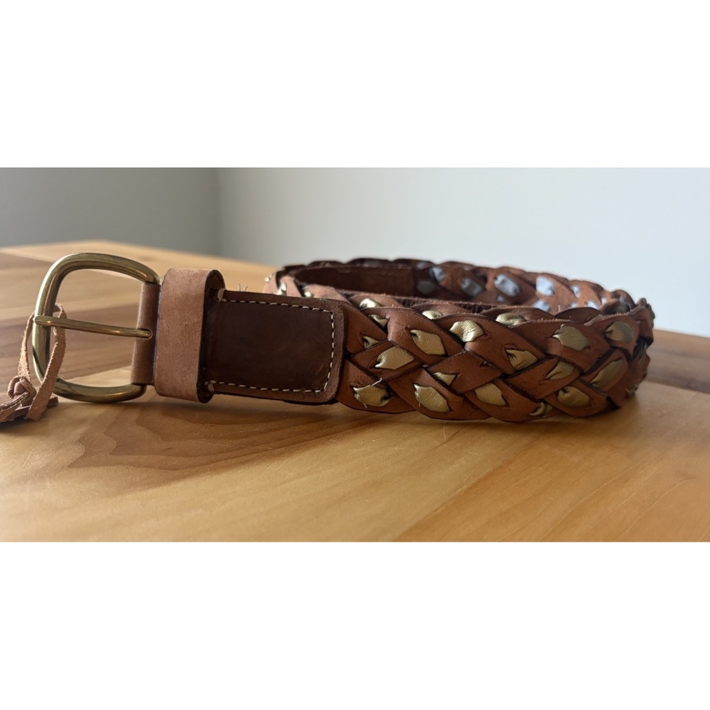 VTG Y2K Mossimo Woven Leather Belt 2XL Brown Boho Braid Hippie Indie Western 40"